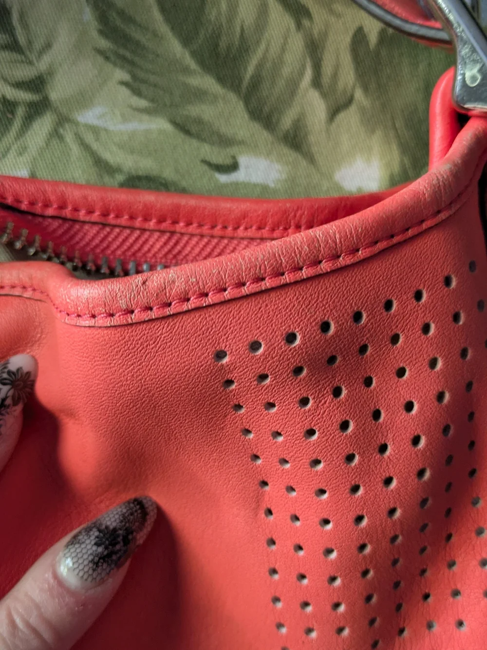 COACH 2012 Coral Leather Perforated Shoulder Bag